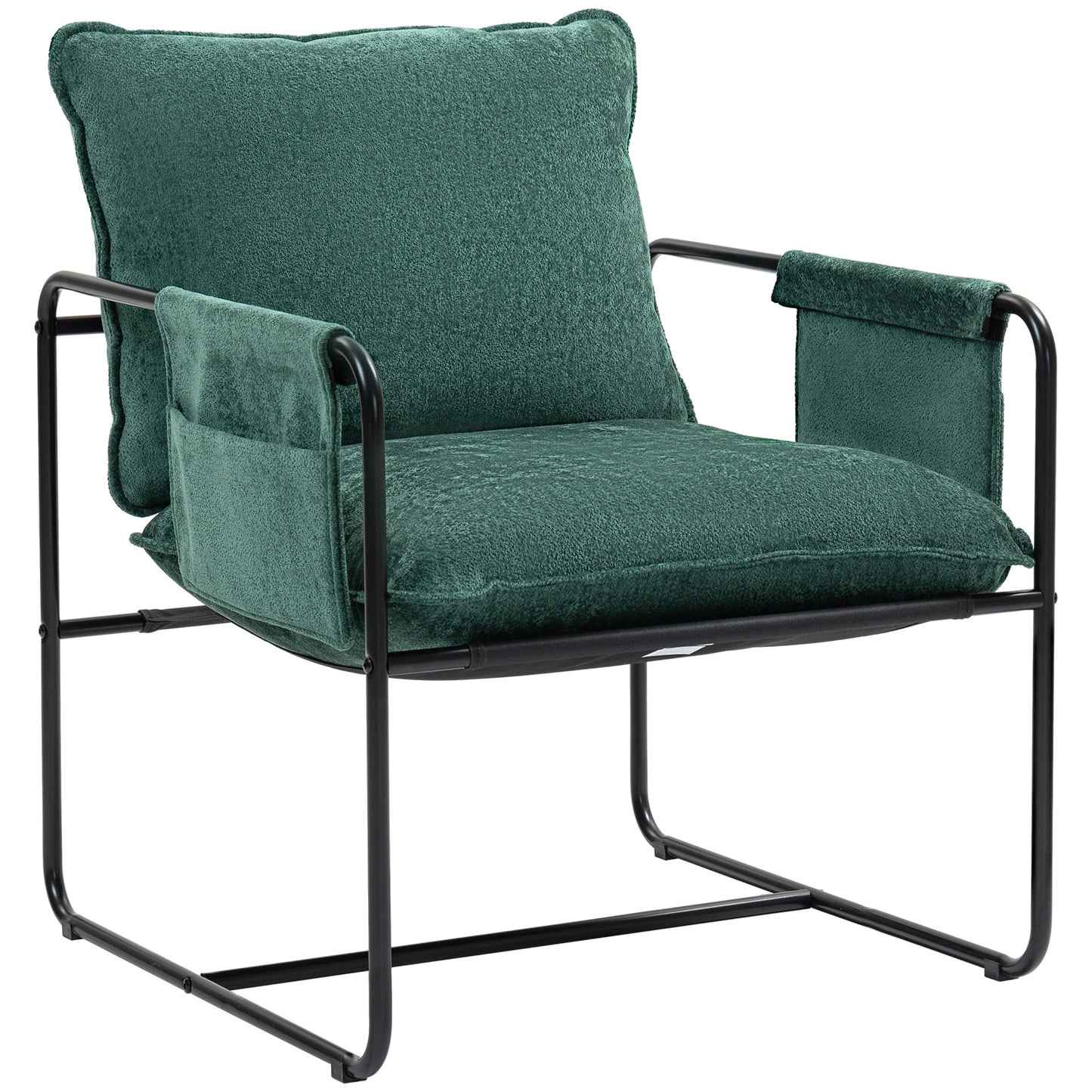 Minimal Padded Accent Chair, With Pockets - Green