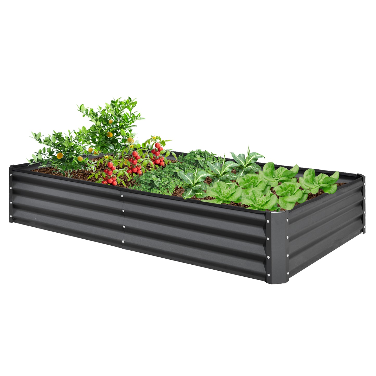 6x3x1ft Galvanized Raised Garden Bed, Outdoor Planter Garden Boxes Large Metal Planter Box For Gardening Vegetables Fruits Flowers,Gray