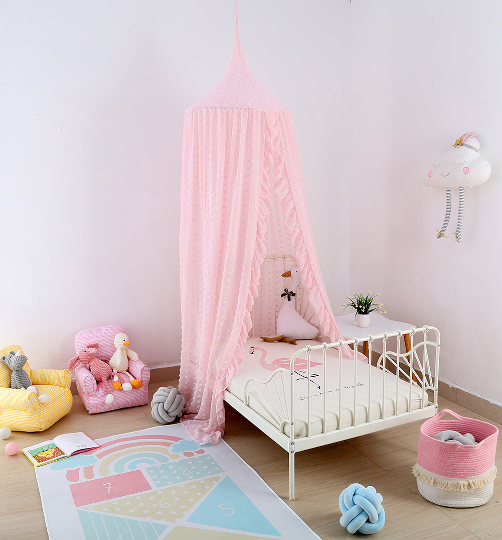 New Lace Flocking Crib Curtain Chiffon Mosquito Net