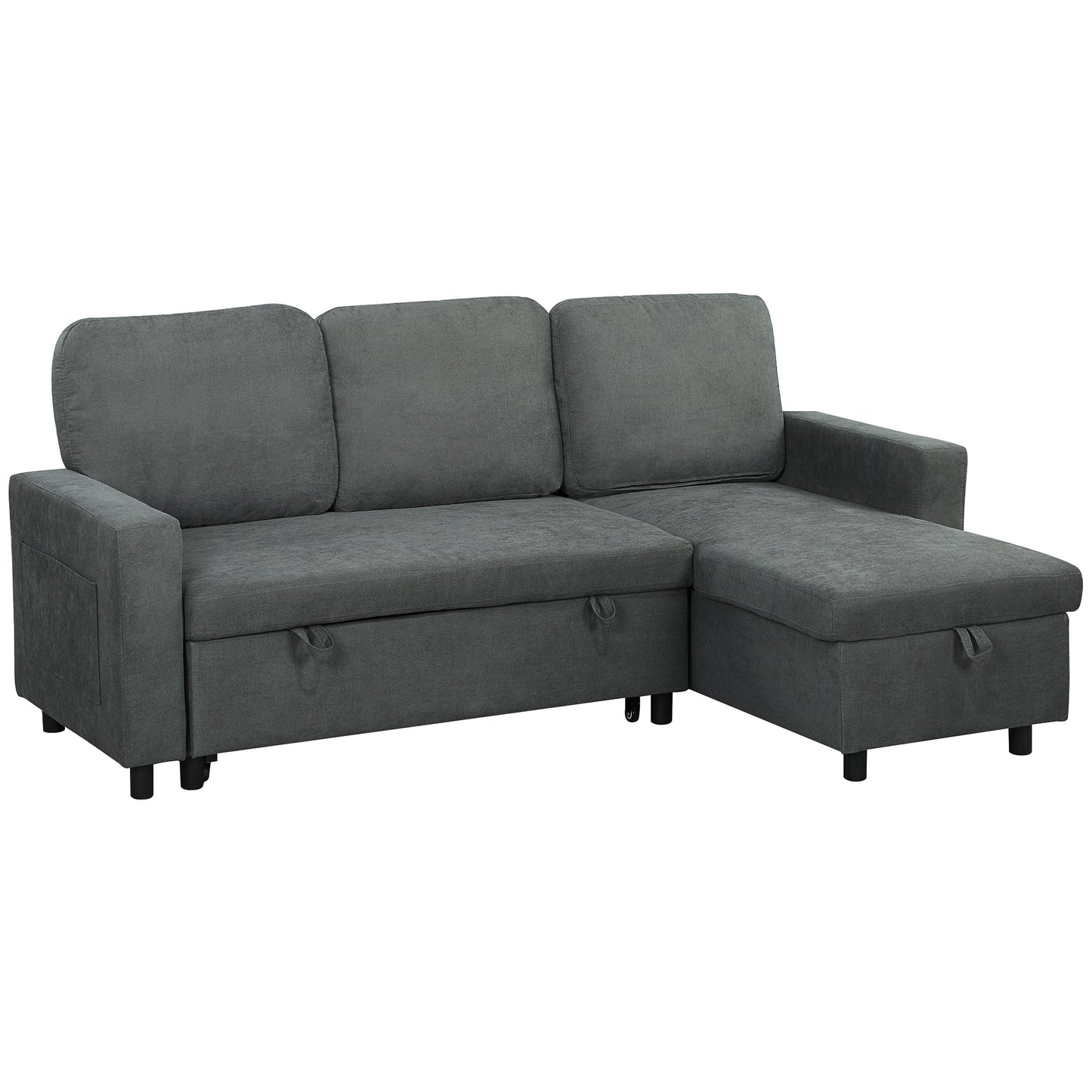 Pull Out Sofa Bed With Storage - Charcoal Grey