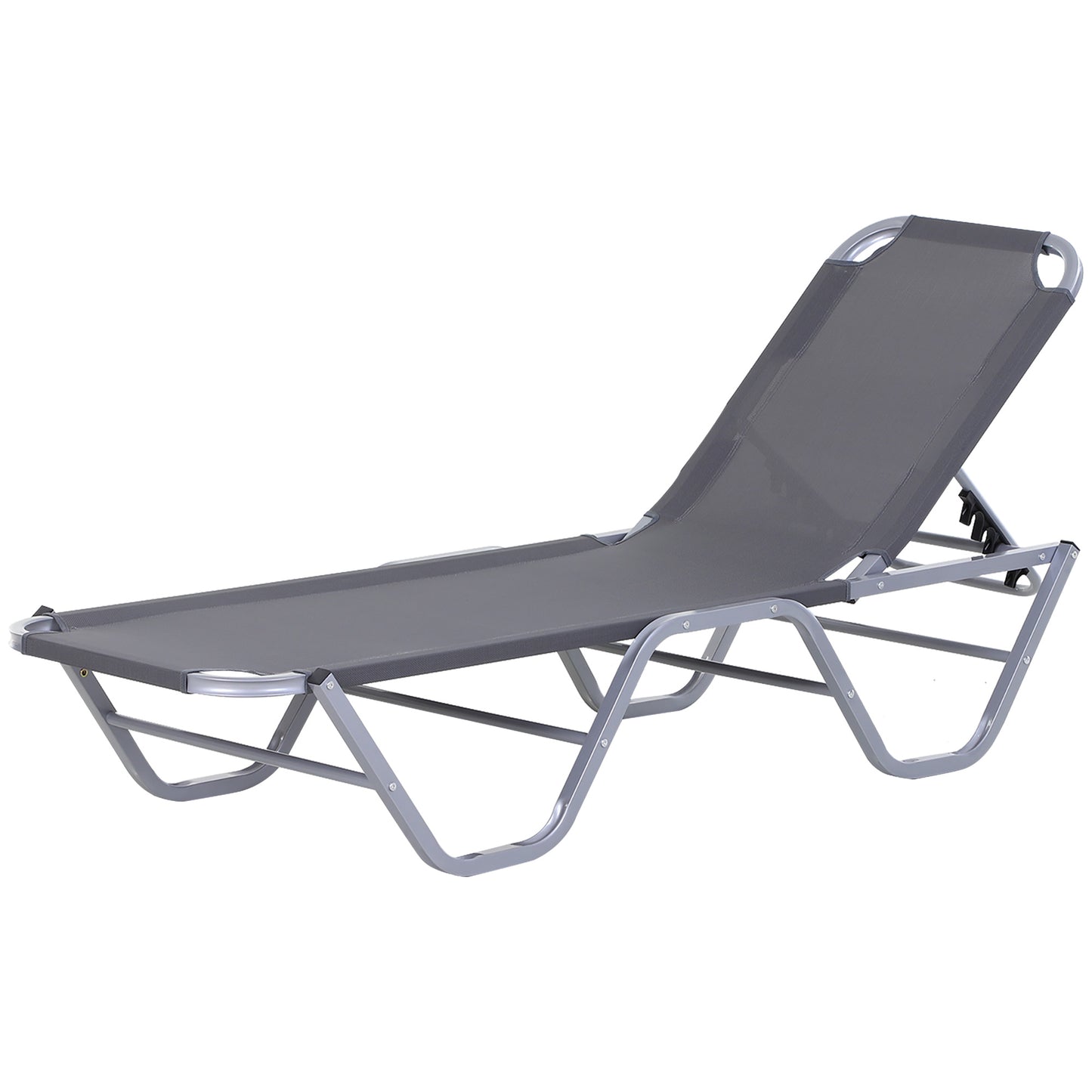 Sun Lounger Relaxer Recliner W/ 5-Position Adjustable Backrest Pool Sun Bathing