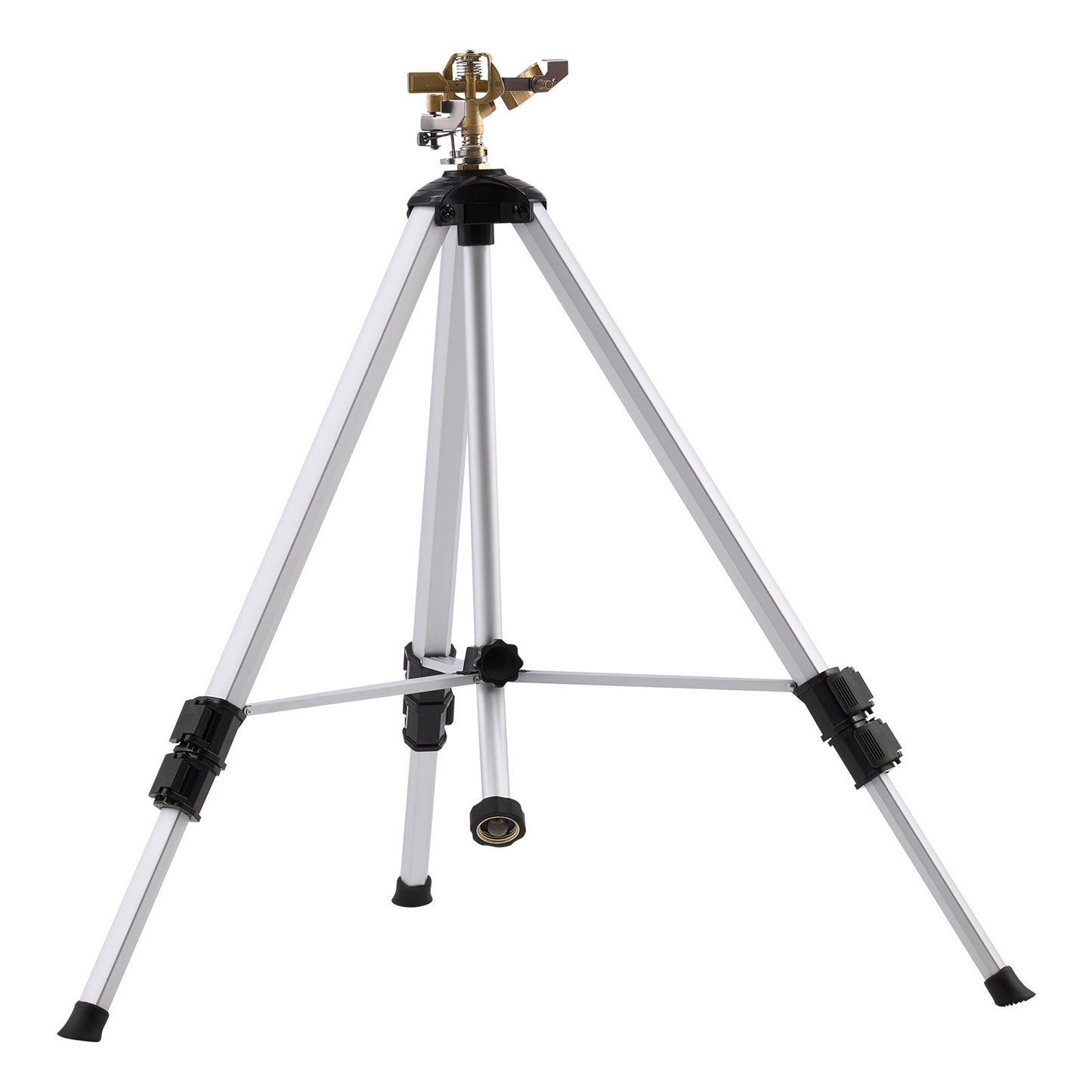 Impact Sprinkler On Tripod Base, Heavy Duty Tripod Sprinklers With Brass Head 3 4 Connector, 360 Degree Large Area Coverage Irrigation Sprinkler, Adjustable Heights Sprinkler For Yard Gray