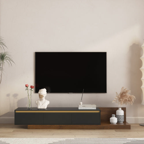 Modern TV Stand With LED Lights , Entertainment Center Wooden TV Stand, TV Stand Desk Media Cabinet With Storage For Living Room Bedroom