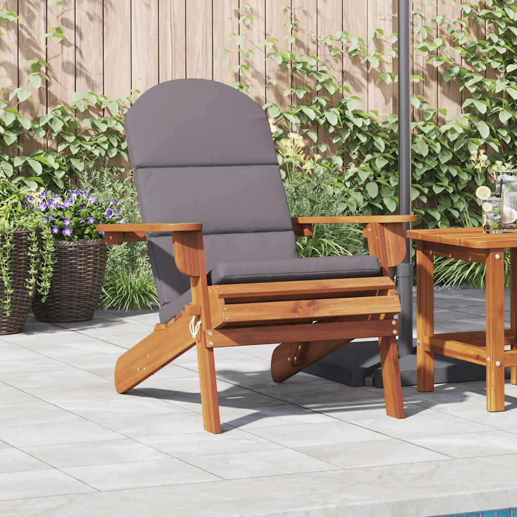 Adirondack garden chair with cushion, solid acacia wood.