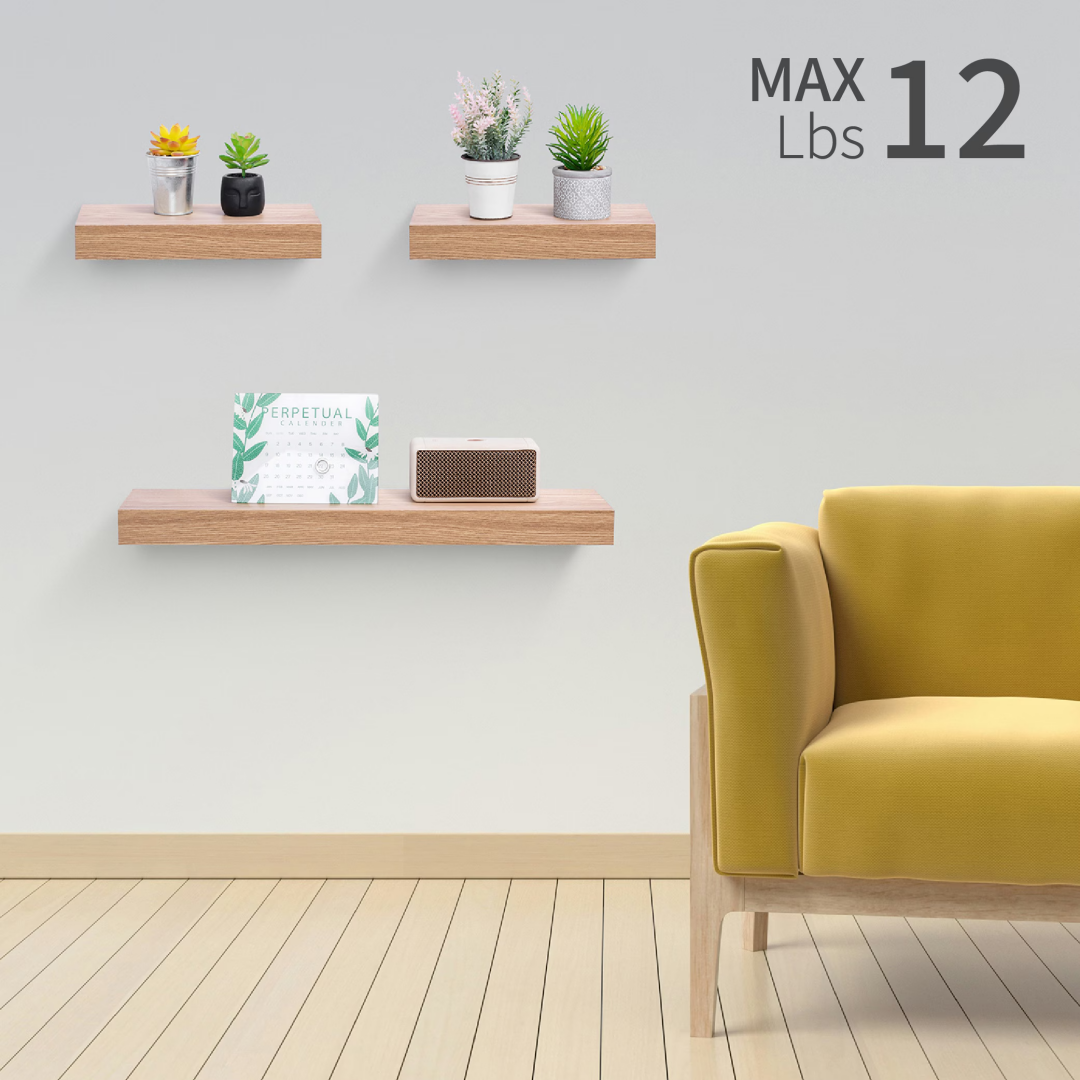Floating Shelves 23.62 Wall Mounted Wood Shelves For Bathroom, Bedroom, Living Room, Kitchen, Hanging Shelf For Books Storage Decor With Invisible Brackets, Maple