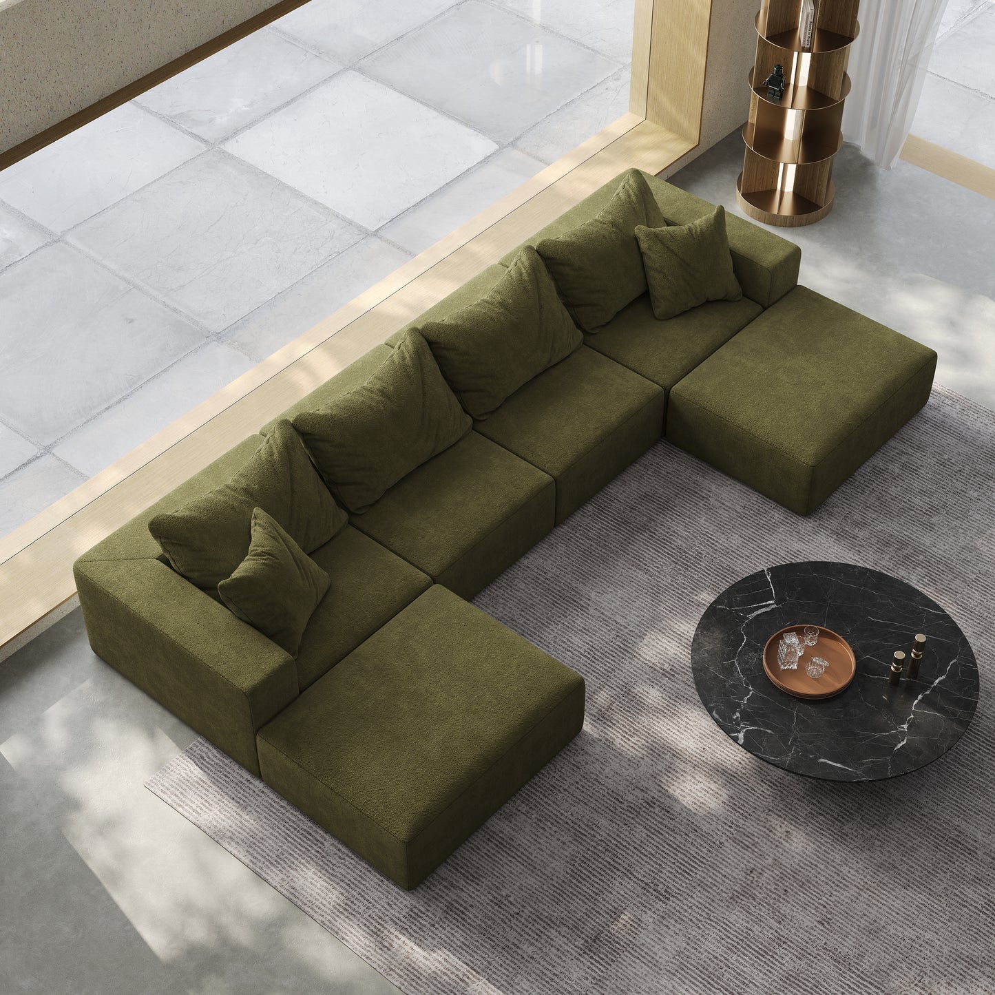 Oversized Sponge Cloud Sofa,Modern Upholstered Sectional Sofa Couch Set,Modular 162 L Shaped Sectional Living Room Sofa Set With 6 Pillows,Free Combination Sofa Couch For Living Room,BedroomWF055