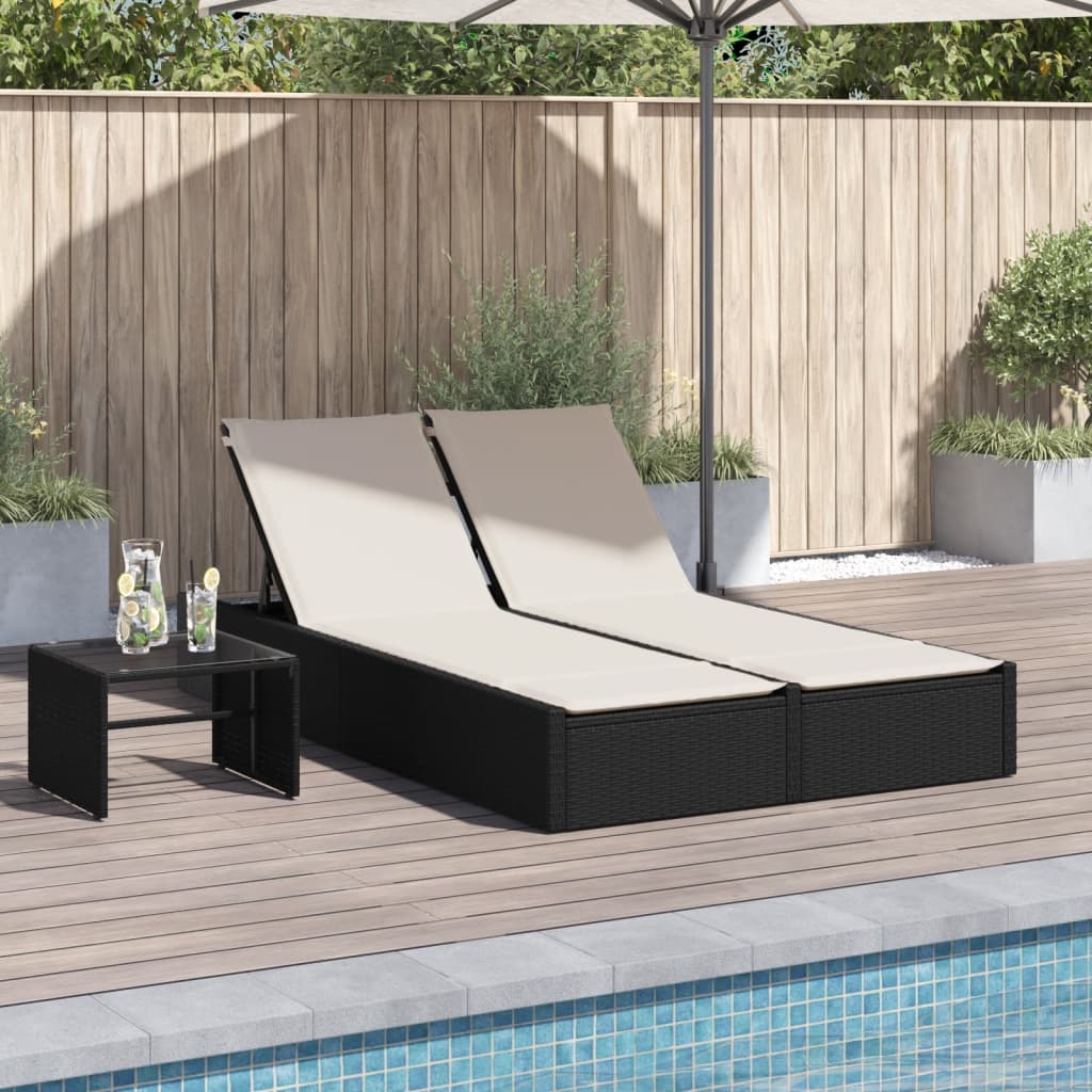 Double Sun Lounger with Cushions Poly Rattan   Double Sun Lounger