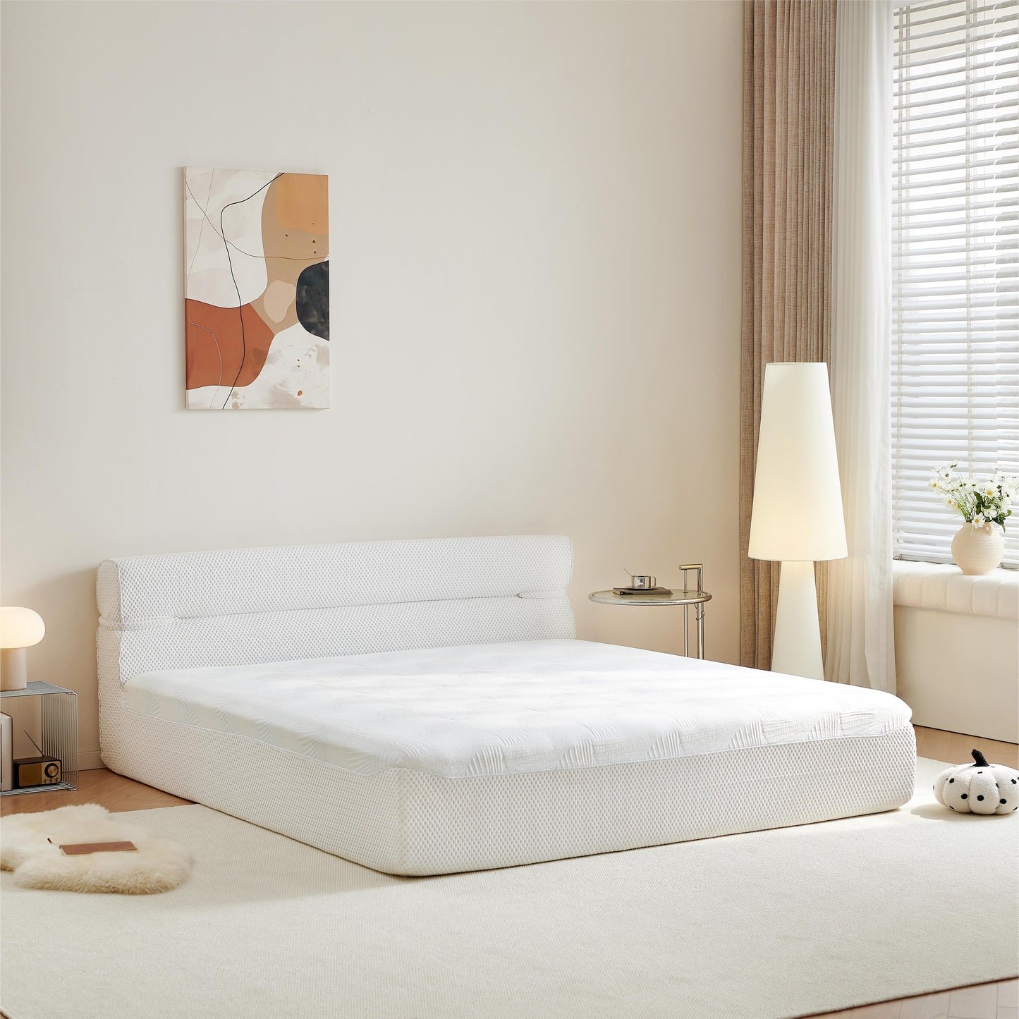 All In One Queen Mattress & Bed Frame 15 Inch Queen Size Mattresses  In A Box With Cool Fabric  Pressure Relief, Motion Isolation  No Assembly Required For Living Room Apartment Bedroom Dormitory