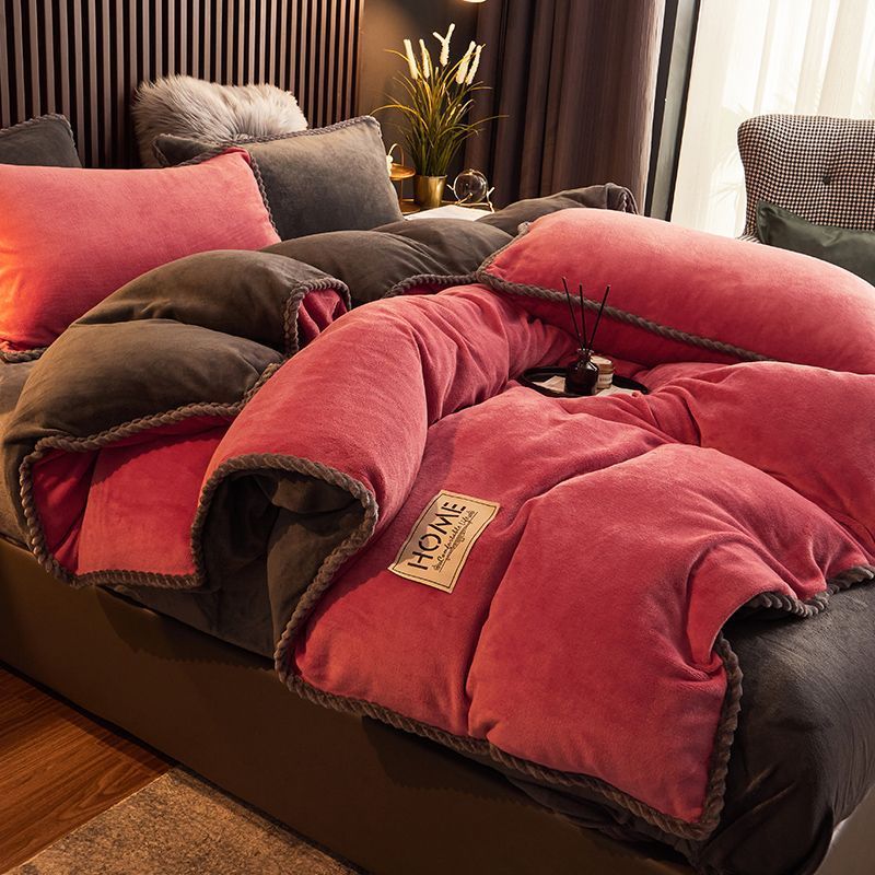 Coral Fleece Plus Velvet Thick Duvet Cover