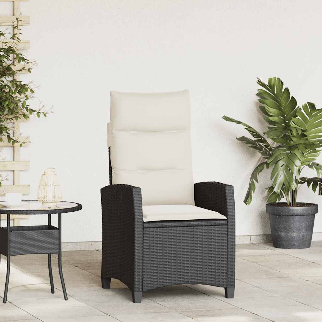 Garden Chair with Side Table, Adjustable Poly Rattan