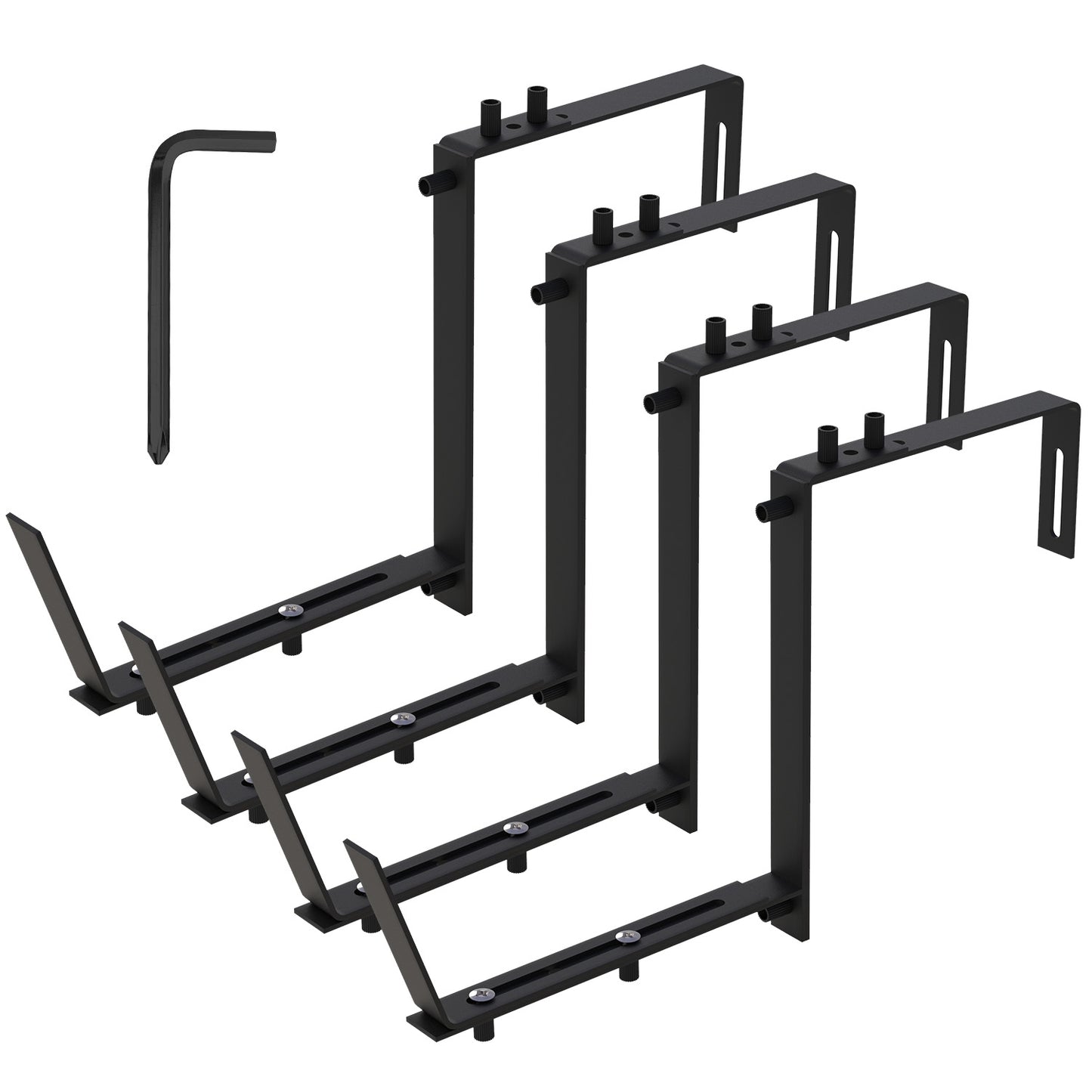 4Pcs Per Set Adjustable Planter Box Brackets Flower Box Holders Window Boxes Planters Hooks No Drill Railing Planter Mounts For Windowsills Garden Fences Balcony