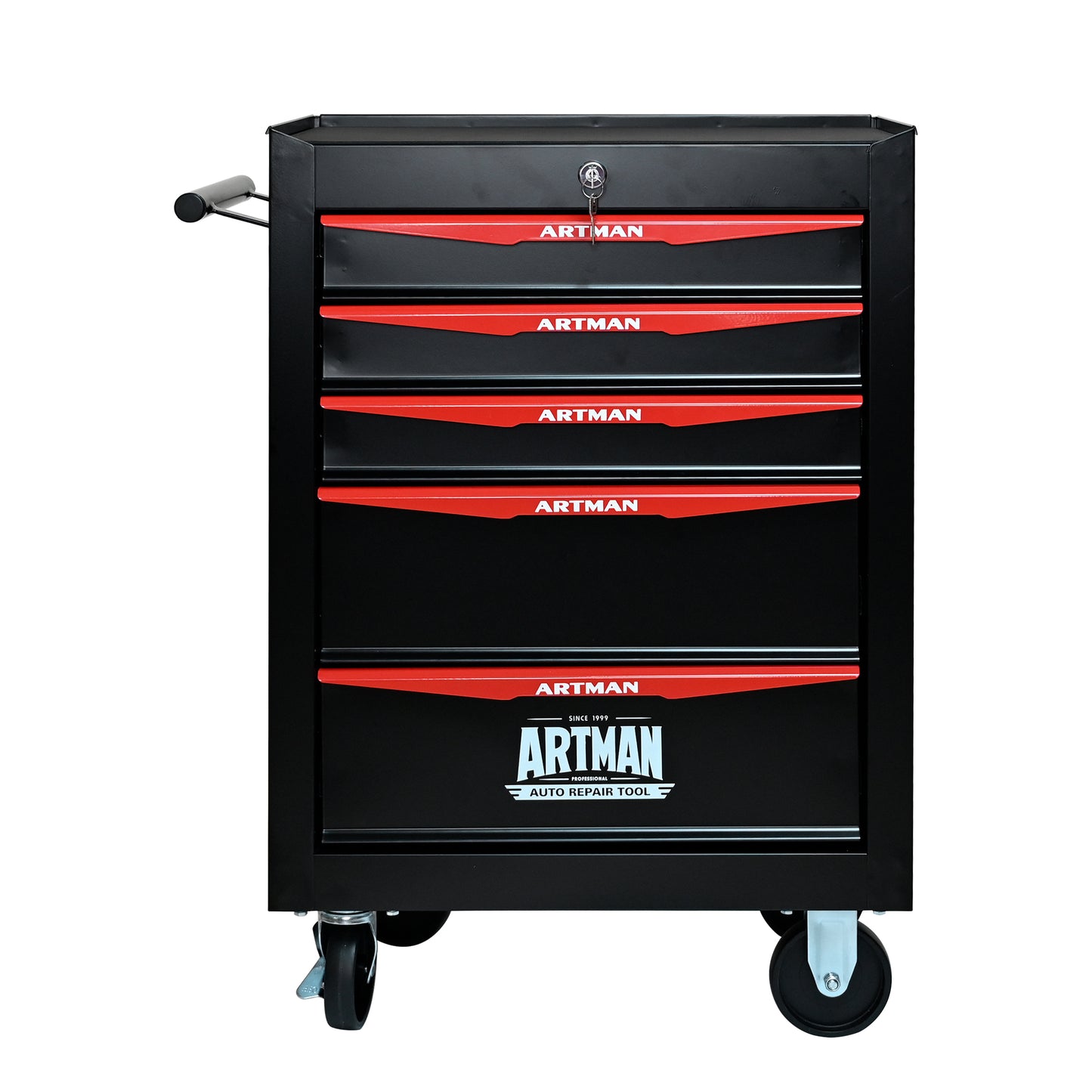 Rolling Metal Tool Chest With 5 Drawers, 20 5-Drawer Tool Chest Cabinet With Ball Bearing Drawer Slides, Steel Tool Storage Box Organizer -BLACK&RED